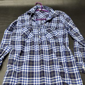 AERIE PLAID ELONGATED LONG SLEEVE SHIRT